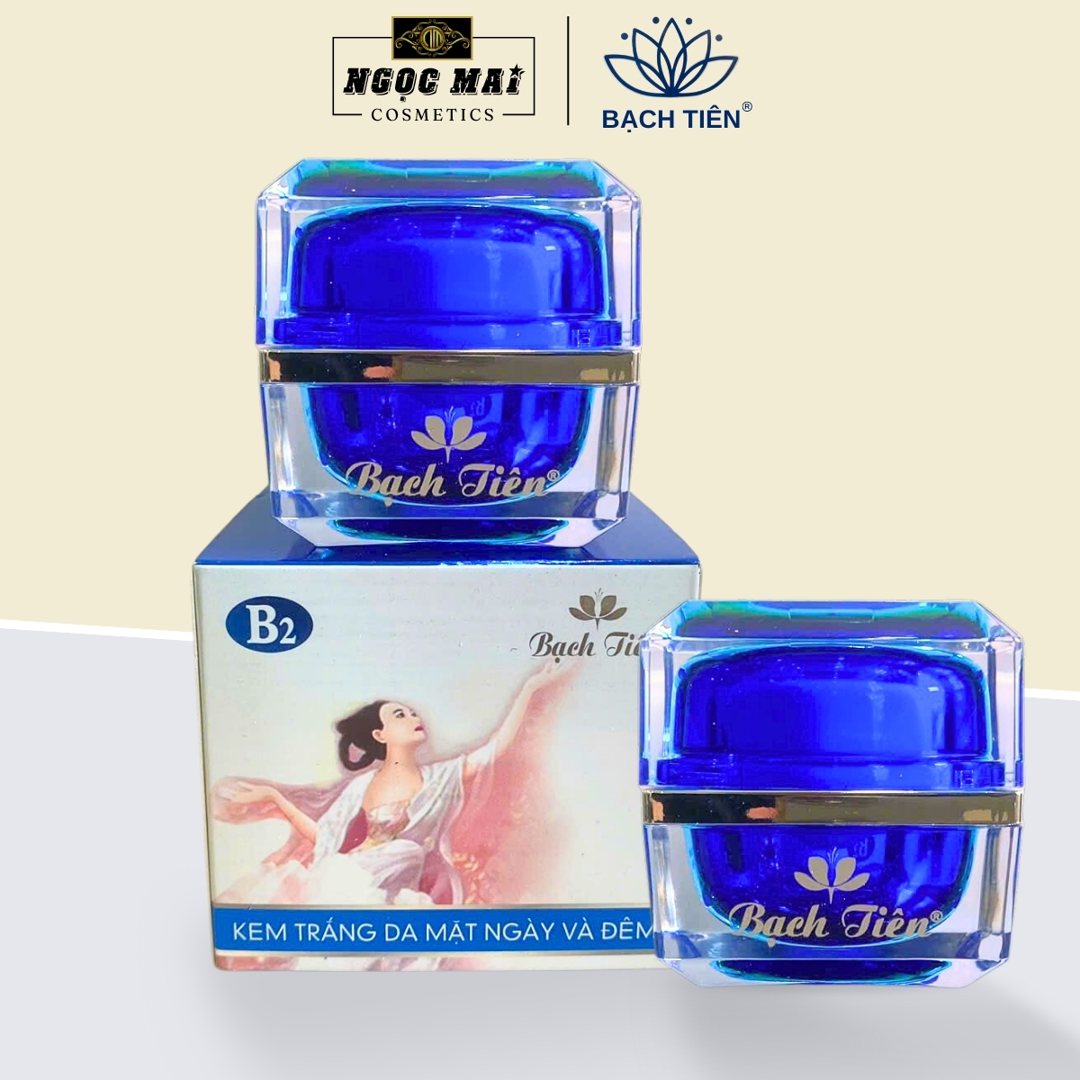 Mỹ Phẩm BẠCH TIÊN B2 - Kem trắng da mặt ngày và đêm Phiến Hồng Hoa - Saffron (18g)